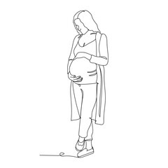 Pregnant woman  - one line drawing. Vector illustration continuous line drawing.