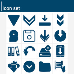 Simple set of drives related filled icons.