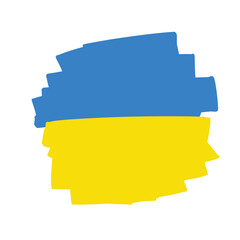 flag of Ukraine. Eastern european. Stylized icons. Brush texture. Yellow and blue national symbol. Flat cartoon