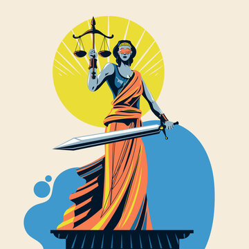 Lady Of Justice Femida Or Themis Vector Illustration