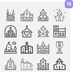 Simple set of westminster abbey related lineal icons. - obrazy, fototapety, plakaty