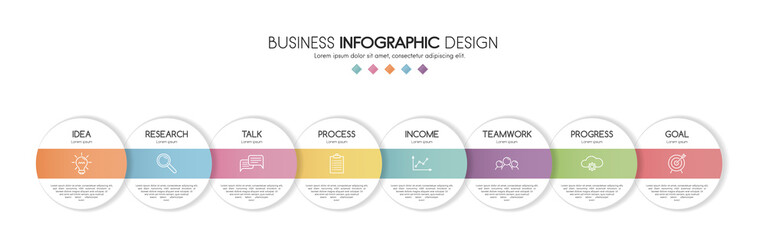 Minimalist infographic template with 8 options. Vector
