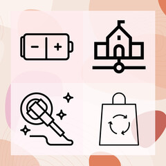 Simple set of train related lineal icons