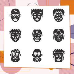 Simple set of 9 icons related to avatars