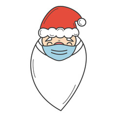 Obraz na płótnie Canvas Cute cartoon character santa claus with medical face mask christmas vector illustration
