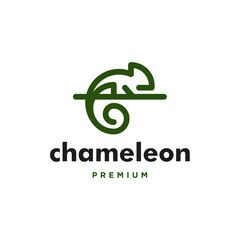 chameleon logo lineart vector icon illustration © buqancreative