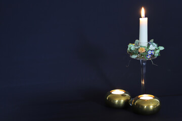 christmas candle and decorations