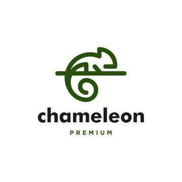 chameleon logo lineart vector icon illustration
