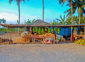 Fruit shop on the beach in the Salalah Oman