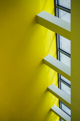 Graphic yellow interior of building architectural features 