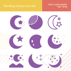 Simple set of apollo related filled icons.