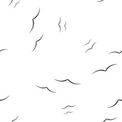 Flock of birds. Bird vector icon seamless pattern on a white background.