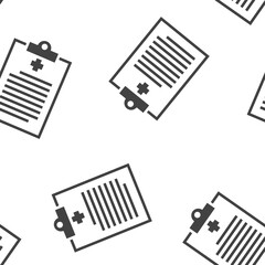 Medical clipboard icon vector seamless pattern on a white background.