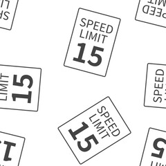  Vector Speed Limit 15 mph  seamless pattern on a white background.