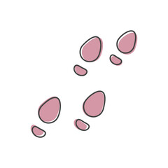 Vector image of shoes tracks, imprint of shoe cartoon style on white isolated background.