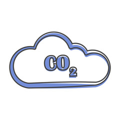 CO2 vector icon cartoon style on white isolated background.