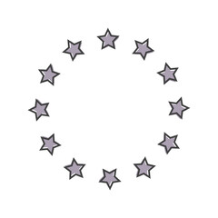 Vector star icon in a circle. Circle consisting of stars cartoon style on white isolated background.