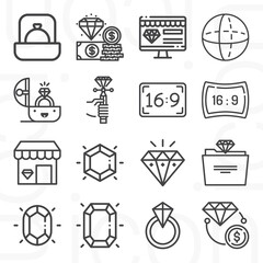 16 pack of facet  lineal web icons set