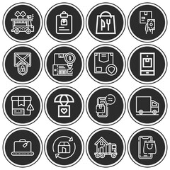 16 pack of merchant vessels  lineal web icons set