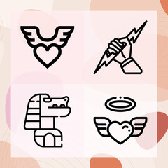 Simple set of spiritual being related lineal icons