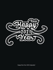 new design lettering happy new year 2021