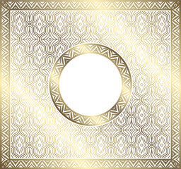 Oriental Asian ornamental background with empty frame for text. Luxury greeting card or invitation in white and gold colors