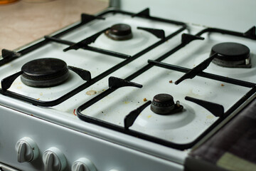 Dirty stove, house cleaning