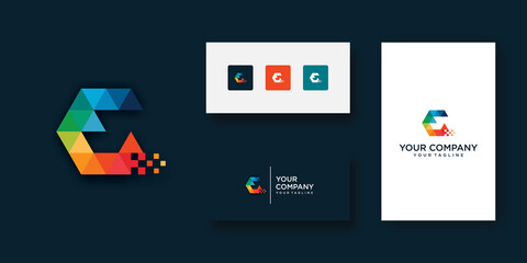 Creative C tech logo designs with multiple colors. Creative D tech logo designs with multiple colors