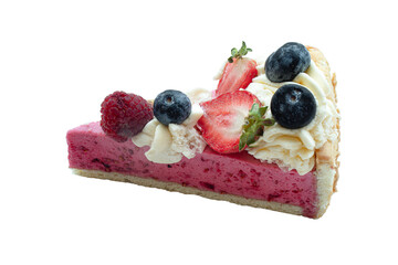 Raspberry Bavarois on a white background