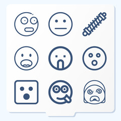 Simple set of 9 icons related to stunned