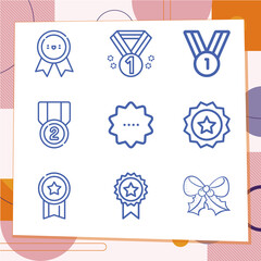 Simple set of 9 icons related to navy cross
