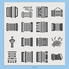 Simple set of accordion related filled icons. © Nana