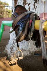 saddle for a horse, photo taken at the equestrian club