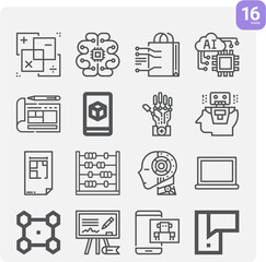Simple set of computational related lineal icons.