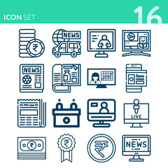 Simple set of 16 icons related to updates