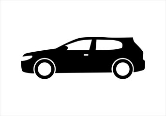 Modern car hatchback flat icon. Illustration isolated on a white background.