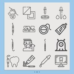 Simple set of teeth related lineal icons.