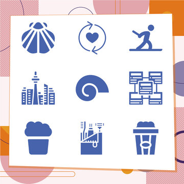Simple set of 9 icons related to inadequacy