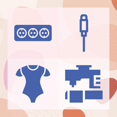 Simple set of cord related filled icons