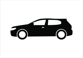 Modern car hatchback flat icon. Vector illustration isolated on a white background.