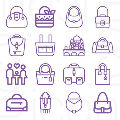 16 pack of little girl  lineal web icons set