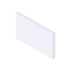 White tall rectangle blank box, flat style
