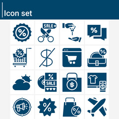 Simple set of tickets related filled icons.