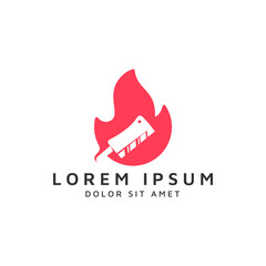 fire food negative space logo design