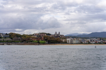 Views of the Miramar Palace from the other side of the coast of San Sebastian