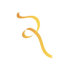 golden ribbon decoration icon, flat style