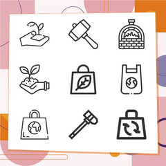 Simple set of 9 icons related to create mentally