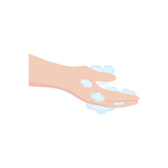 hand washing concept, hand with foam, flat style