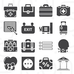 16 pack of opening  filled web icons set