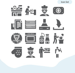 Simple set of oven related filled icons.